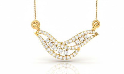 Moissanite Wave Pendant Necklace | Gold, Rose Gold & Silver | Minimal Luxury Gift for Her