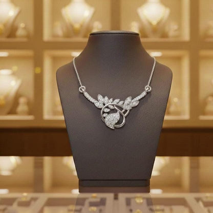 Moissanite Leaf Pendant Necklace, Hypoallergenic Adjustable Chain