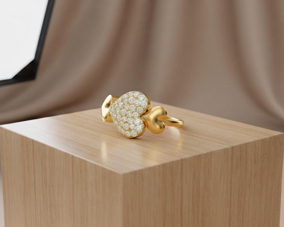 Pavé Heart Moissanite Ring for Women | Gold, Rose Gold & Silver | Sizes 5–11 | Romantic Love & Promise Gift