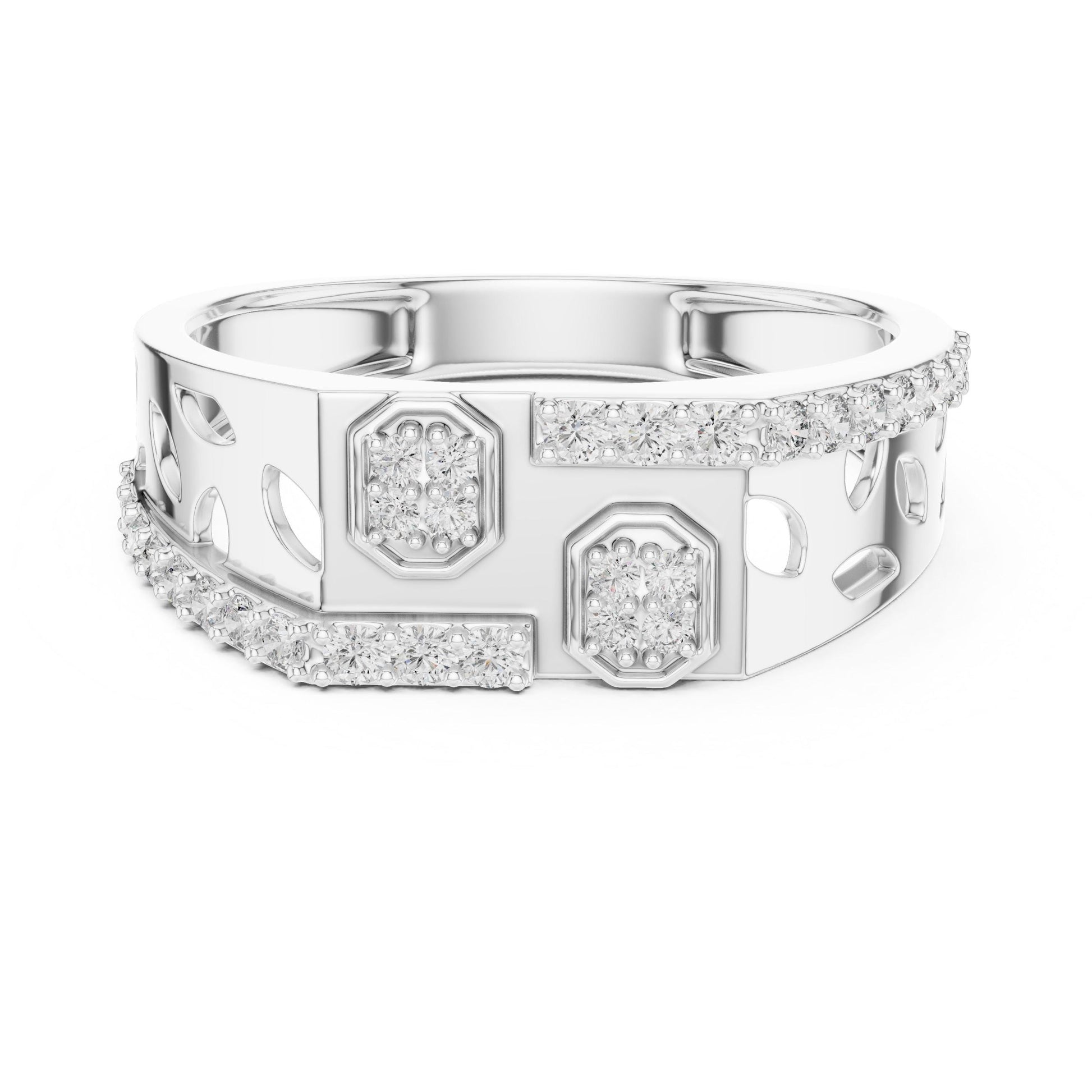 Riora Moissanite diamond gold band, minimalist stackable wedding and engagement ring, ideal for anniversary gifts for her