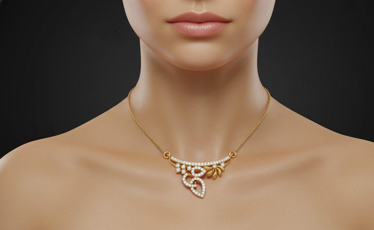 Moissanite Pendant Necklace | Floral Leaf Design | Gold, Rose Gold & Silver | Gift for Her