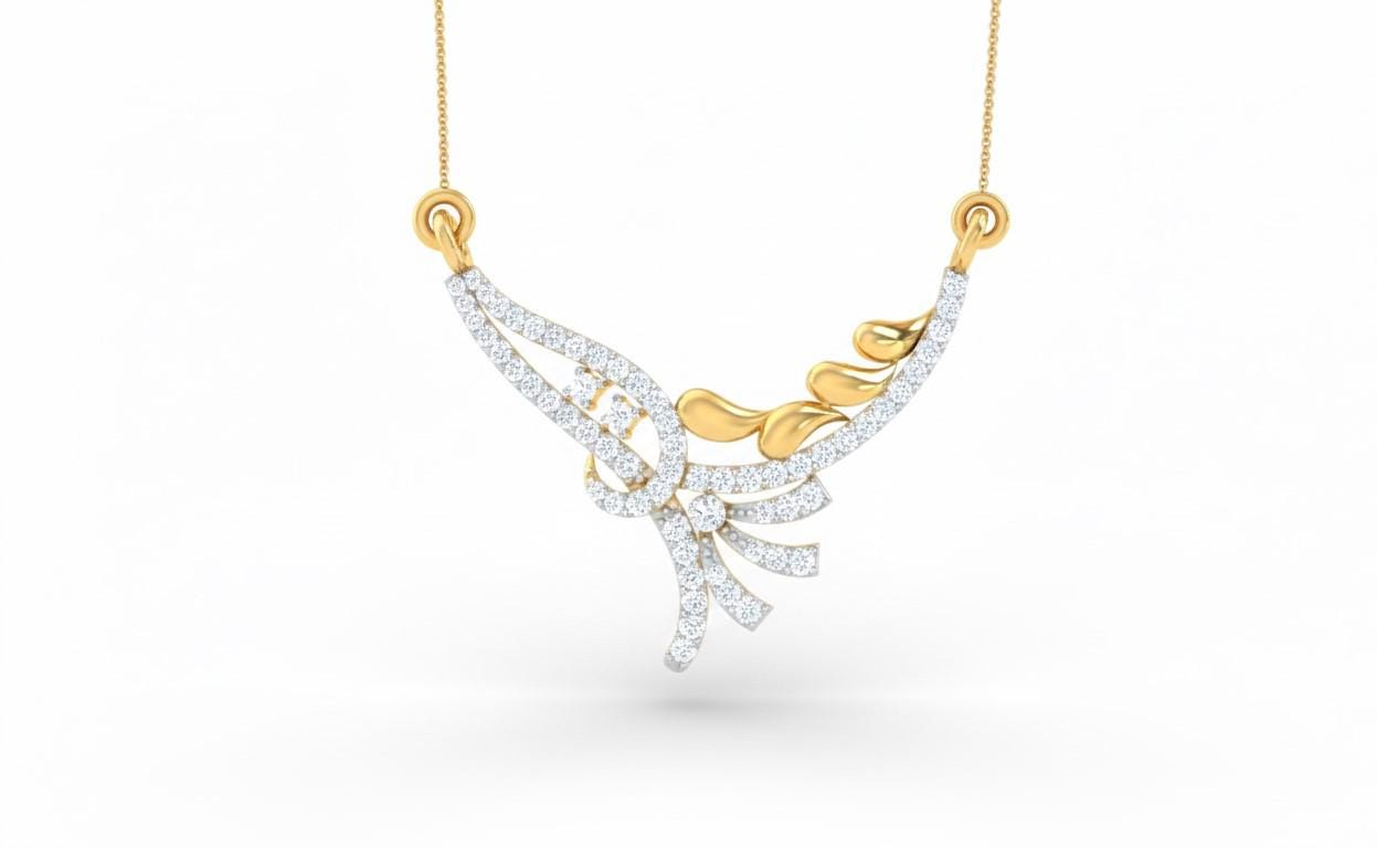 Moissanite Wing Pendant Necklace for Women | Gold, Rose Gold & Silver | Elegant Bridal Gift