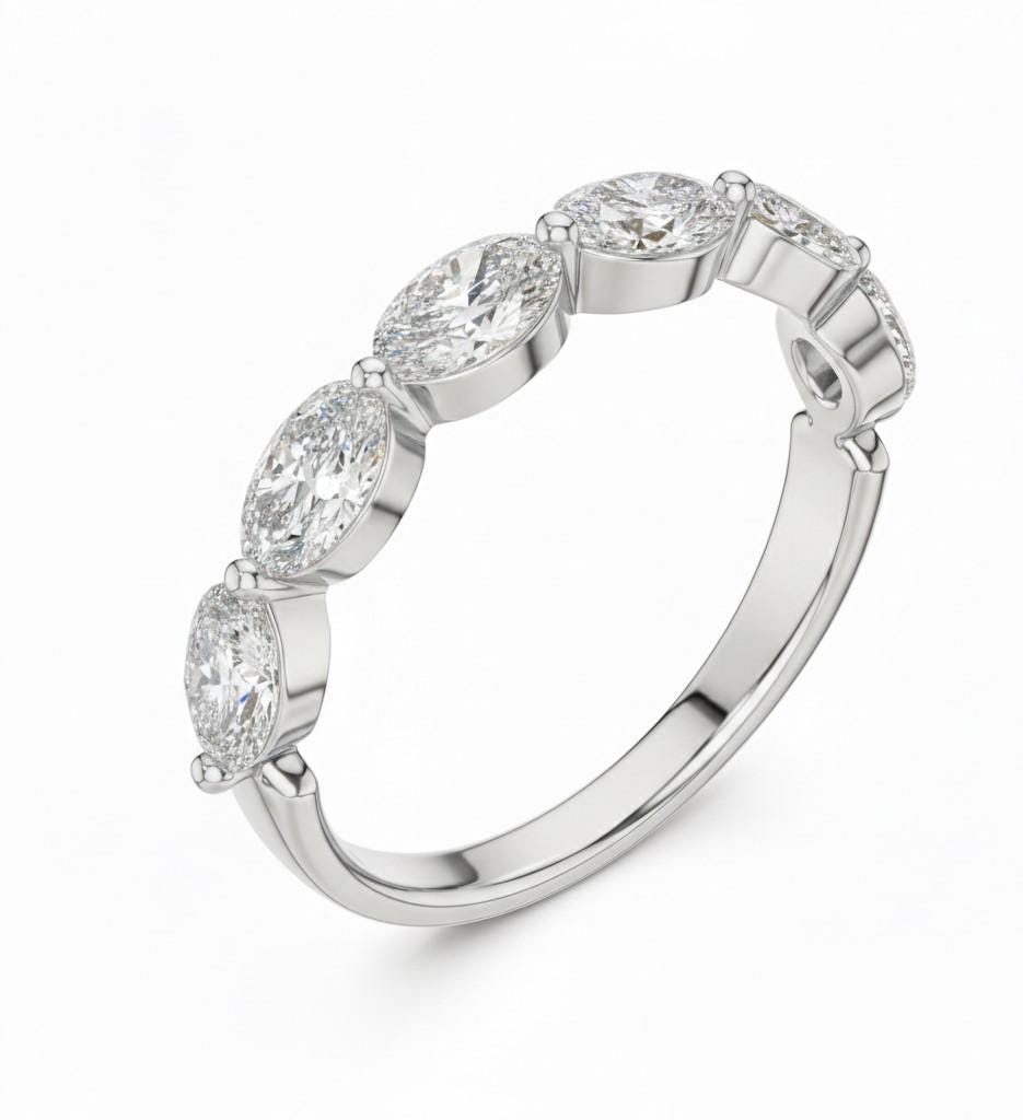 Oval CZ Eternity Band Ring | Hypoallergenic Gold Rose Gold Silver | Anniversary Promise Ring for Her