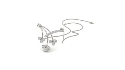 Riora moissanite floral branch necklace with delicate diamond flower pendant in rose gold, perfect for bridal or wedding jewelry.