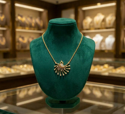 Riora moissanite peacock pendant necklace in rose gold, bridal statement jewelry with elegant design for wedding or gift.
