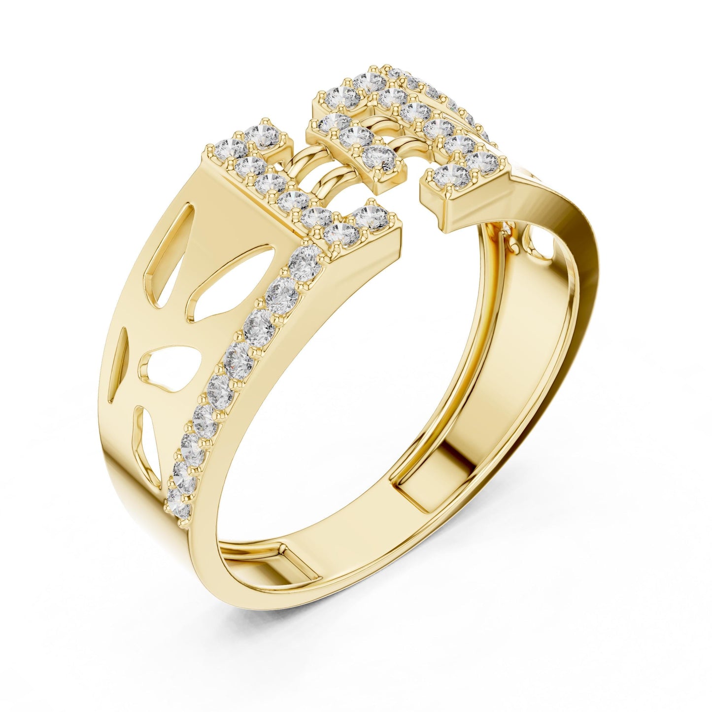 Riora luxury CZ panel ring in gold rose silver with hypoallergenic band, featuring sparkling CZ stones for anniversary or Valentine gift