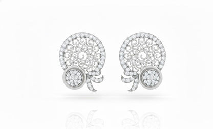 Moissanite Filigree Circle Stud Earrings for Women | Gold, Rose Gold & Silver | Bridal & Anniversary Gift