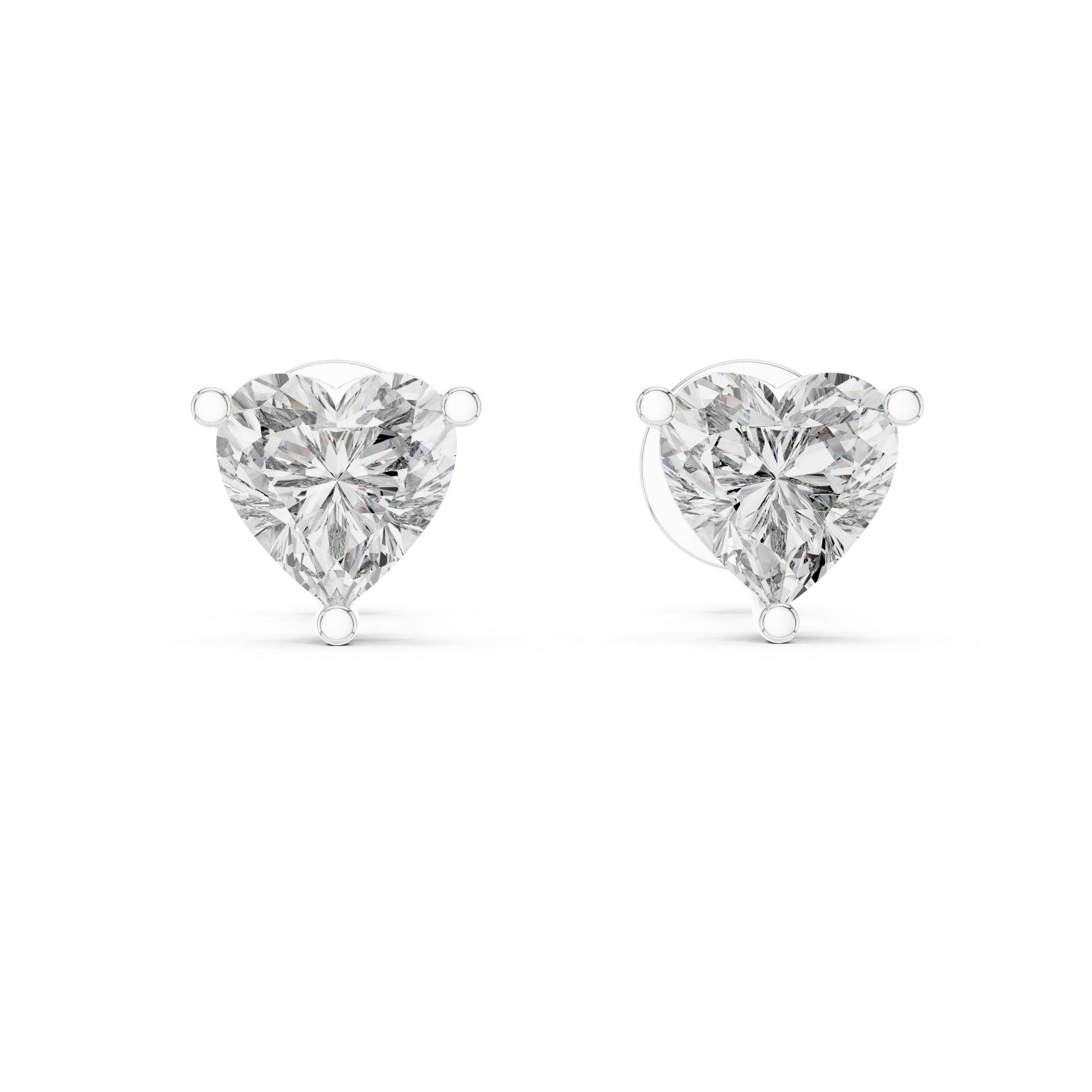 Rose gold 6mm heart moissanite diamond stud earrings by Riora, minimalist love jewelry, close-up showing sparkling stones and delicate setting