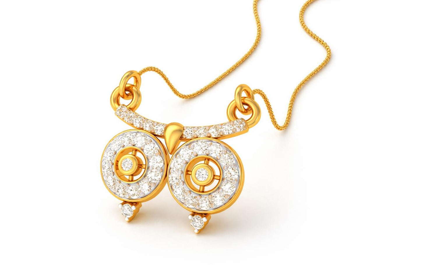 Rose gold owl moissanite necklace with a delicate pendant, elegant jewelry piece for women by Riora