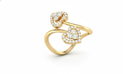 Heart Moissanite Ring | Romantic Open Promise Ring | Adjustable Valentine Jewelry Gift for Her