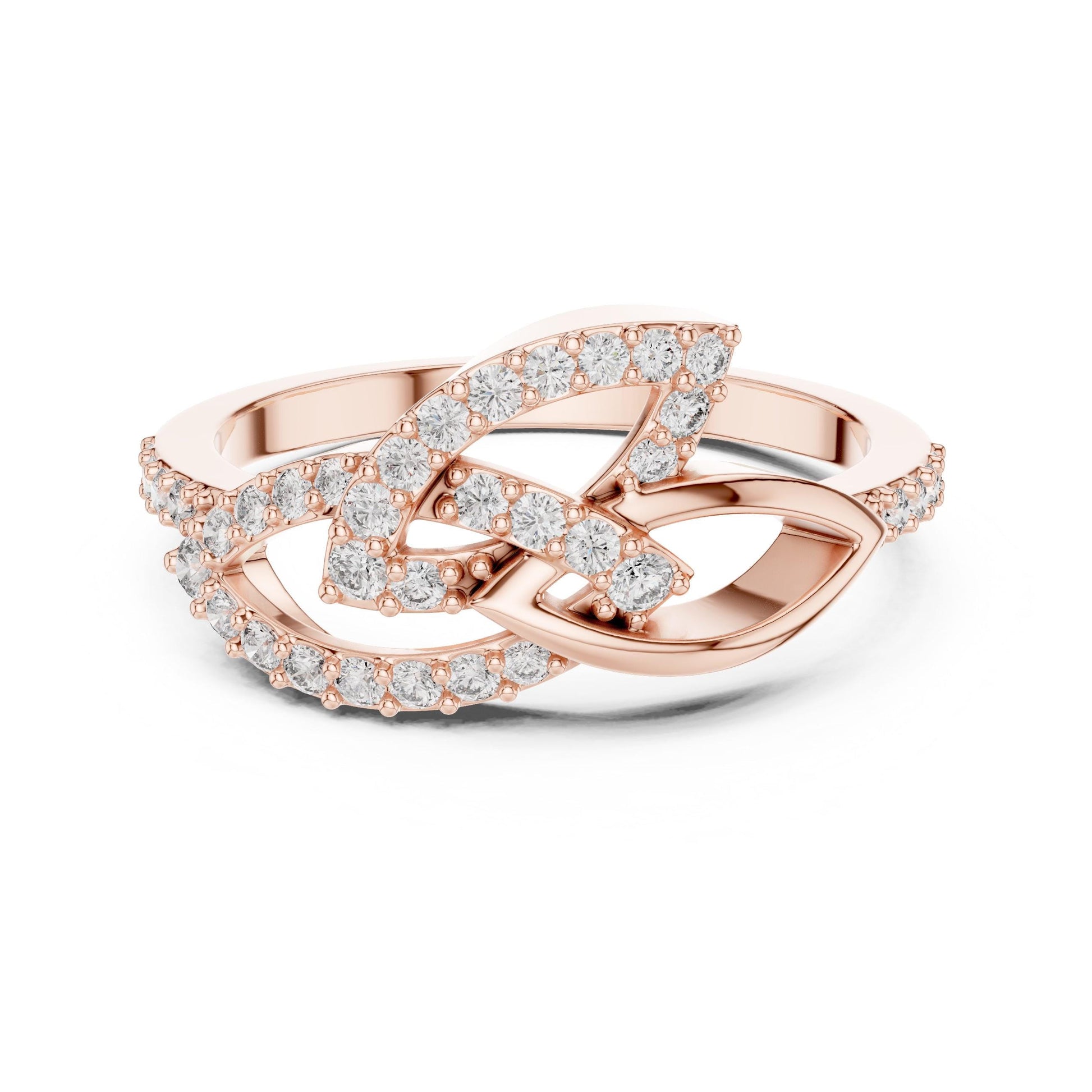 Riora minimalist interlocking moissanite diamond ring for women featuring a stackable infinity design and elegant anniversary style