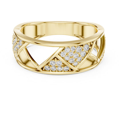 Riora luxury geometric CZ band ring in gold and silver, hypoallergenic and nickel-free, ideal for women’s wedding or anniversary gift