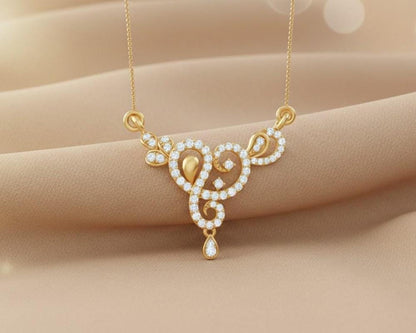 Swirl Pendant Necklace, Gold Rose Silver Jewelry, Elegant Gift for Her, Bridal Minimal Charm