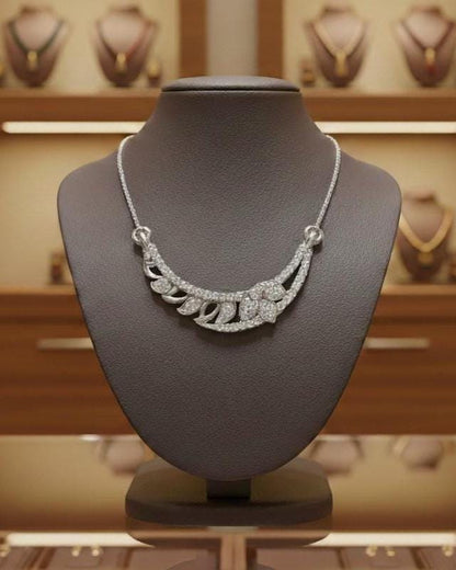 Rose gold moissanite diamond leaf necklace featuring a minimalist wedding pendant, elegant bridal jewelry for women.