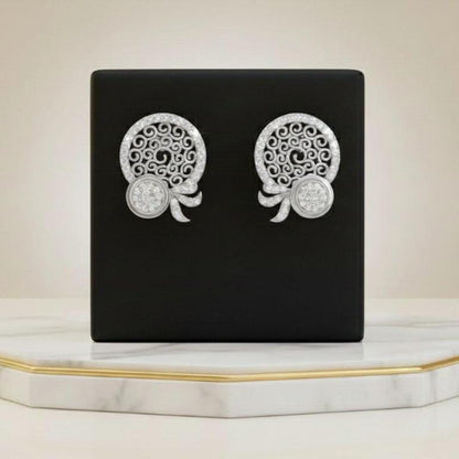 Moissanite Filigree Circle Stud Earrings for Women | Gold, Rose Gold & Silver | Bridal & Anniversary Gift