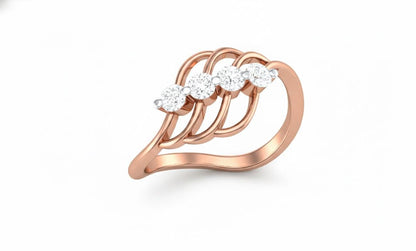 Moissanite Wave Ring | Diamond Alternative Promise Ring | Hypoallergenic Gold Silver Rose Gold