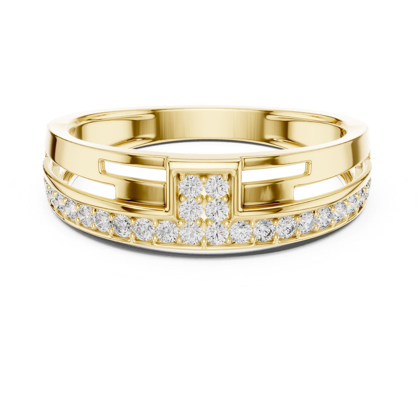 Riora luxury CZ band ring for women in gold and silver, hypoallergenic wedding or anniversary jewelry with a sleek design