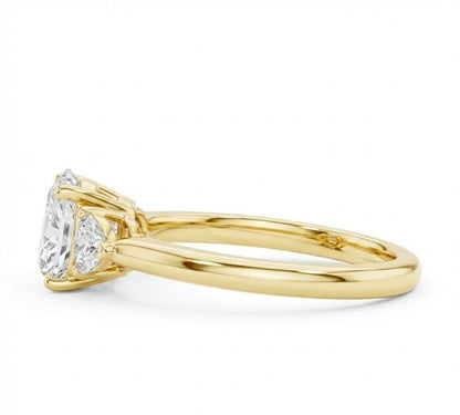 Riora princess cut cubic zirconia engagement ring in rose gold and silver with a minimalist design on a jewelry display.