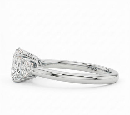 Rose gold and silver princess cut CZ engagement ring by Riora, featuring a minimalist design and sparkling central stone.