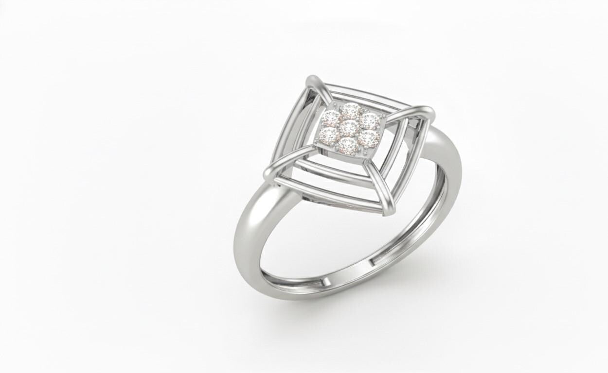 Geometric Moissanite Cluster Ring | Hypoallergenic Statement Ring | Luxury Gift for Women