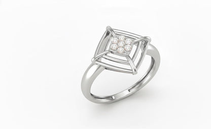 Geometric Moissanite Cluster Ring | Hypoallergenic Statement Ring | Luxury Gift for Women