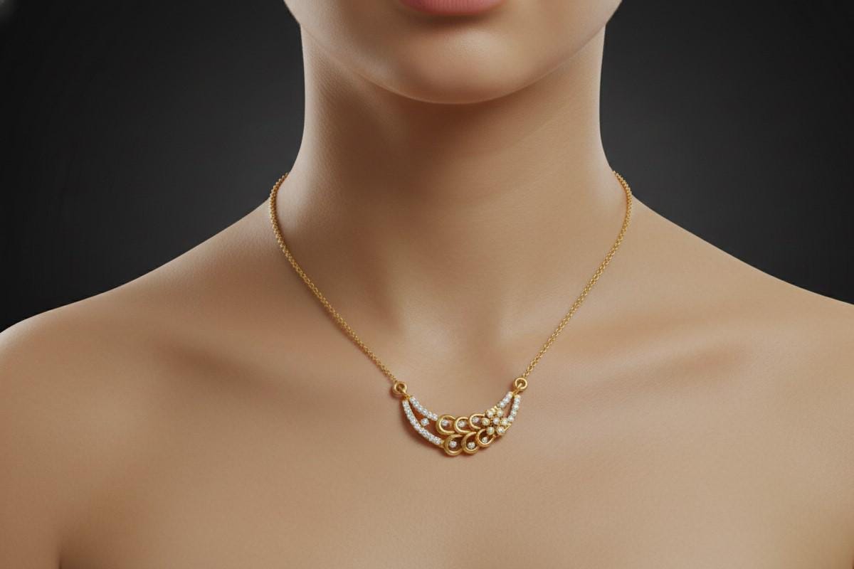 Rose gold moissanite diamond pendant necklace featuring a minimalist dainty design, ideal for bridal or wedding jewelry.