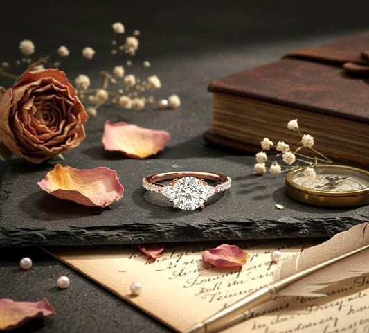 Riora elegant CZ engagement ring featuring rose gold, silver band, and sparkling stones, hypoallergenic wedding jewelry for brides.
