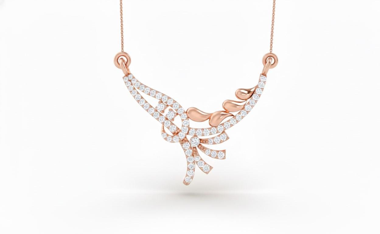 Moissanite Wing Pendant Necklace for Women | Gold, Rose Gold & Silver | Elegant Bridal Gift
