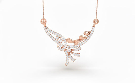 Moissanite Wing Pendant Necklace for Women | Gold, Rose Gold & Silver | Elegant Bridal Gift