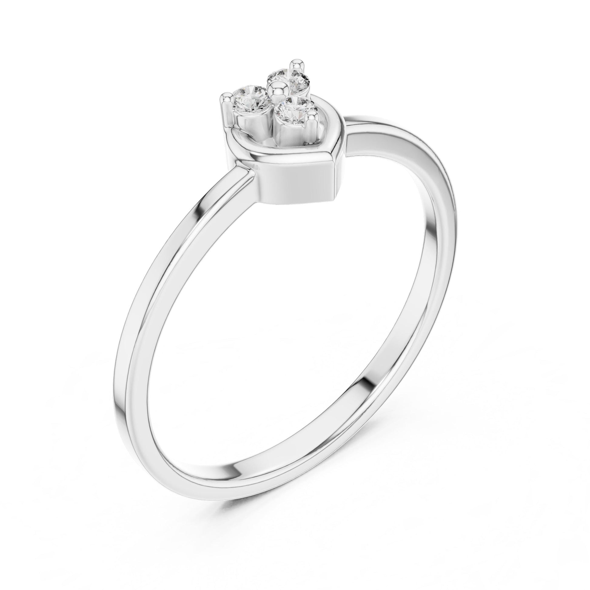 Riora gold rose heart cluster moissanite diamond promise ring, dainty romantic gift for anniversary or engagement.