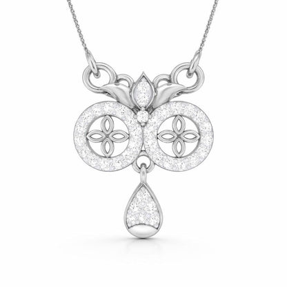 Riora moissanite floral pendant necklace in gold, rose gold, and silver, featuring a dainty, elegant floral design for women.