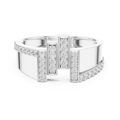 Riora luxury CZ statement ring for women with gold, rose, and silver adjustable band, perfect for anniversary or Valentine gift.