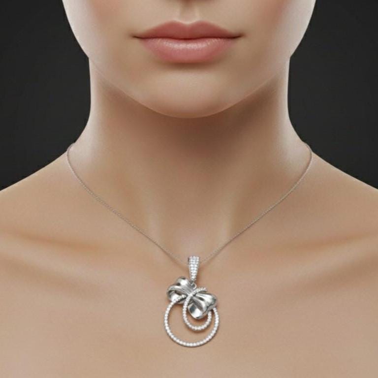 Moissanite Double Circle Pendant Necklace for Women | Gold, Rose Gold & Silver | Anniversary & Bridal Gift