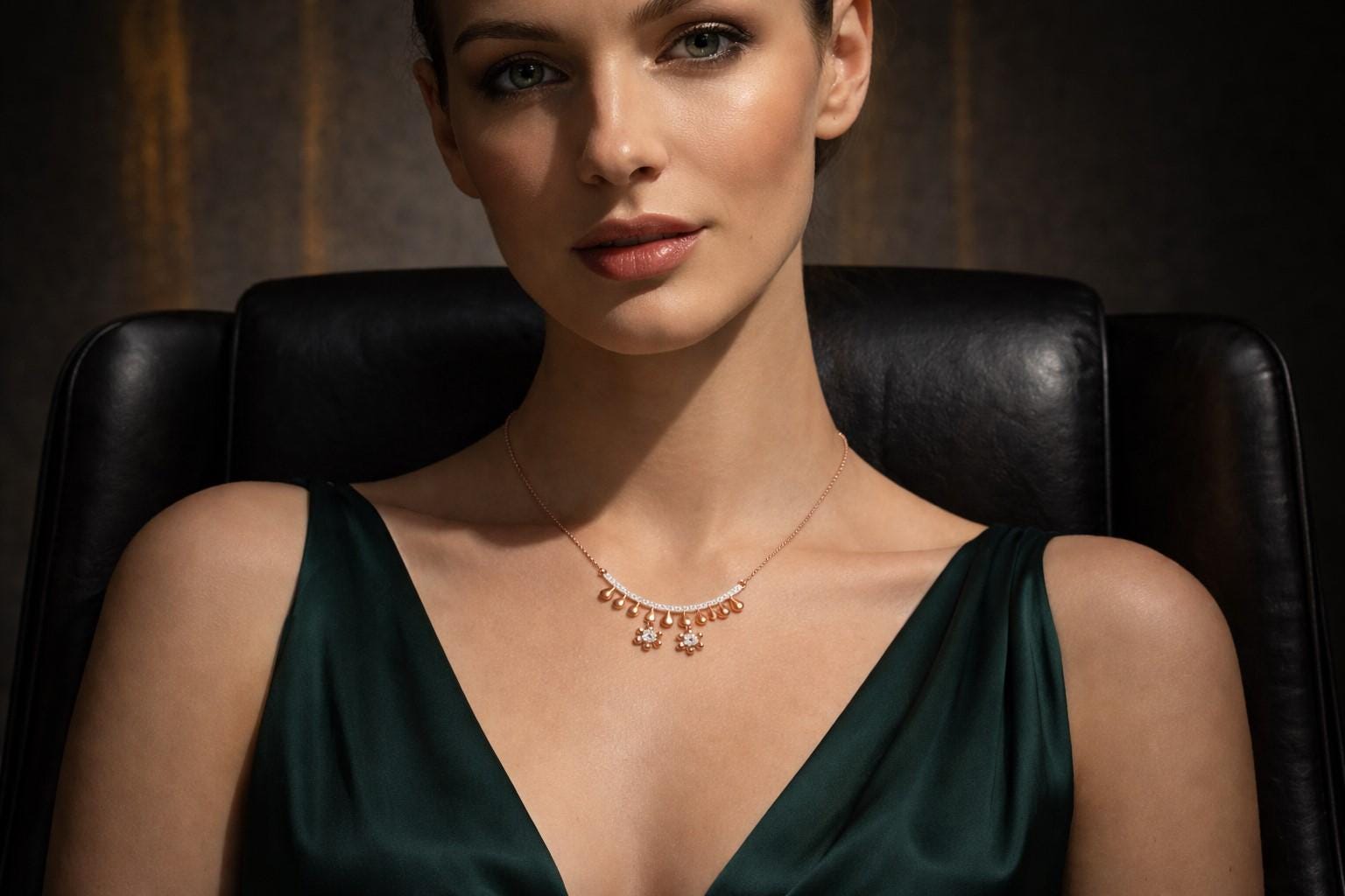 Riora moissanite floral necklace with rose gold and silver, featuring a dainty flower pendant, ideal for bridal or gift purposes