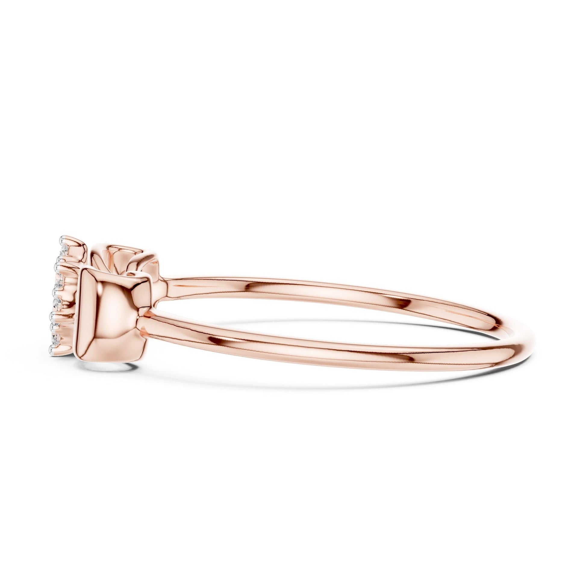 Riora moissanite bow ring with floral cluster design, minimalist promise bridal jewelry, dainty band for special occasions