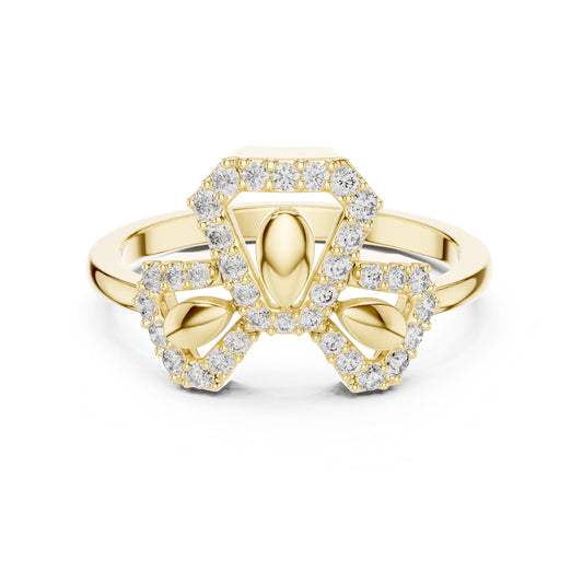 Riora elegant rose gold moissanite diamond ring with a bow knot design, minimalist dainty bridal jewelry for a promise or special occasion