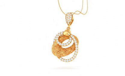 Moissanite Swirl Pendant Necklace, Rose Gold Silver, Adjustable Chain