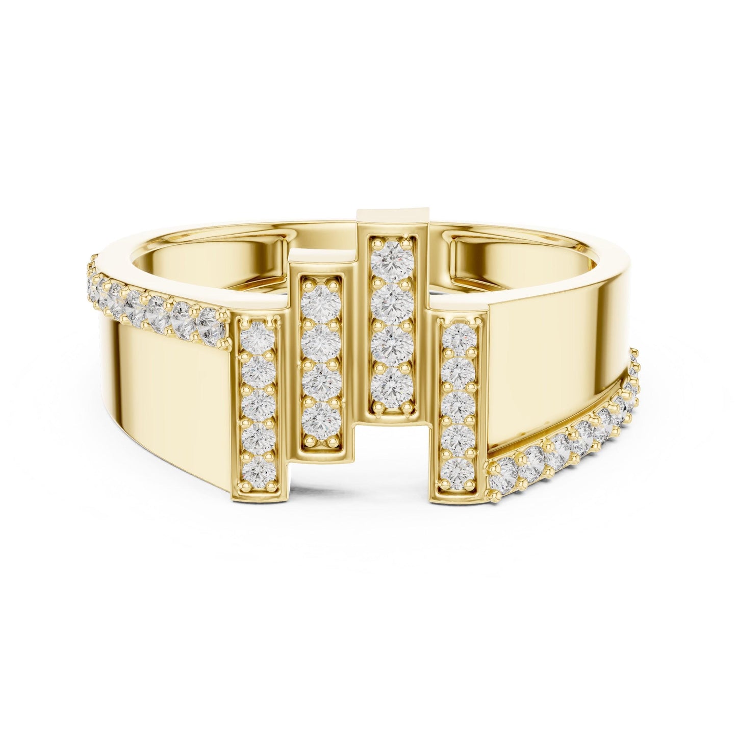 Riora luxury CZ statement ring for women with gold, rose, and silver adjustable band, perfect for anniversaries or Valentine's Day.