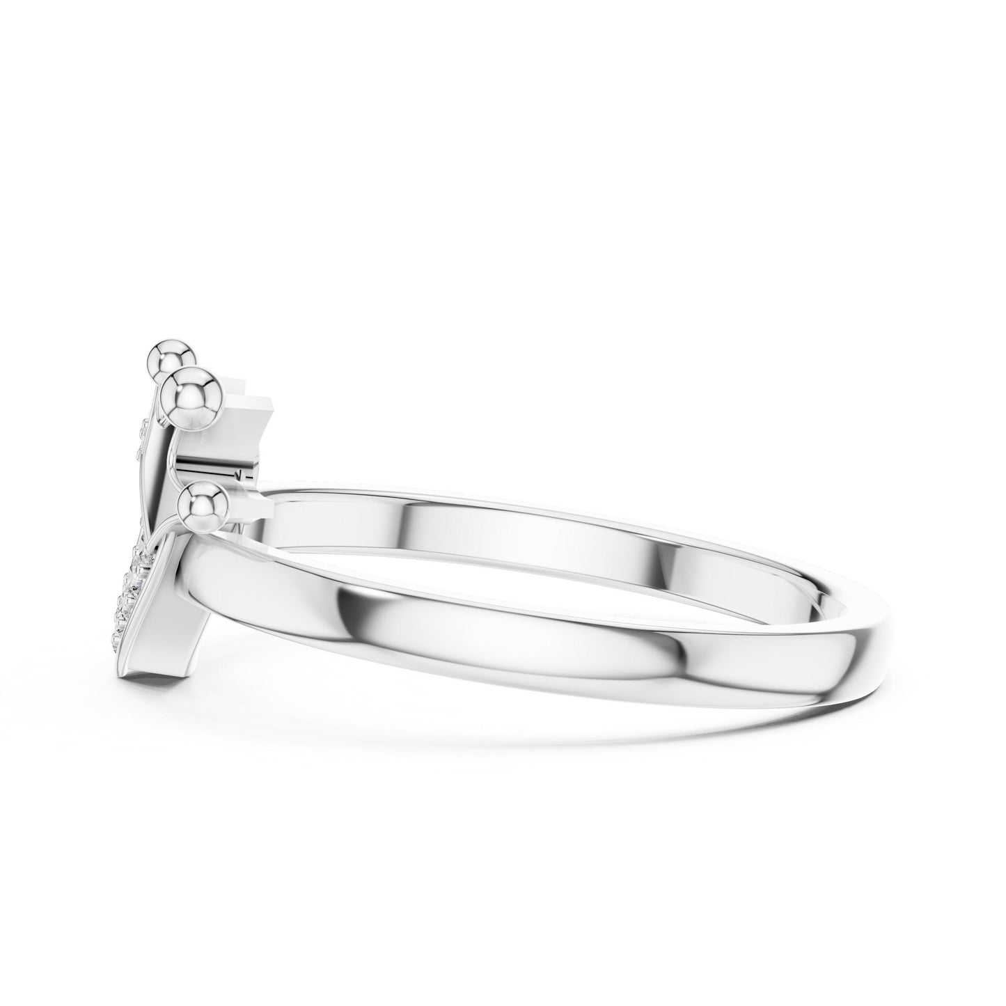 Riora Royal Heart Crown Moissanite ring with princess cut stone, romantic rose gold band, elegant jewelry for women