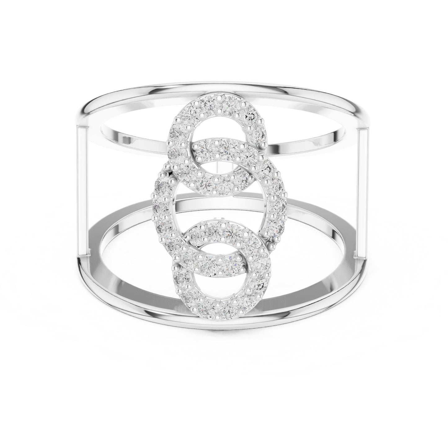 Riora Infinity Moissanite diamond open double band ring with minimalist modern design, elegant jewelry for special occasions.