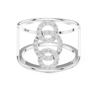 Riora Infinity Moissanite diamond open double band ring with minimalist modern design, elegant jewelry for special occasions.