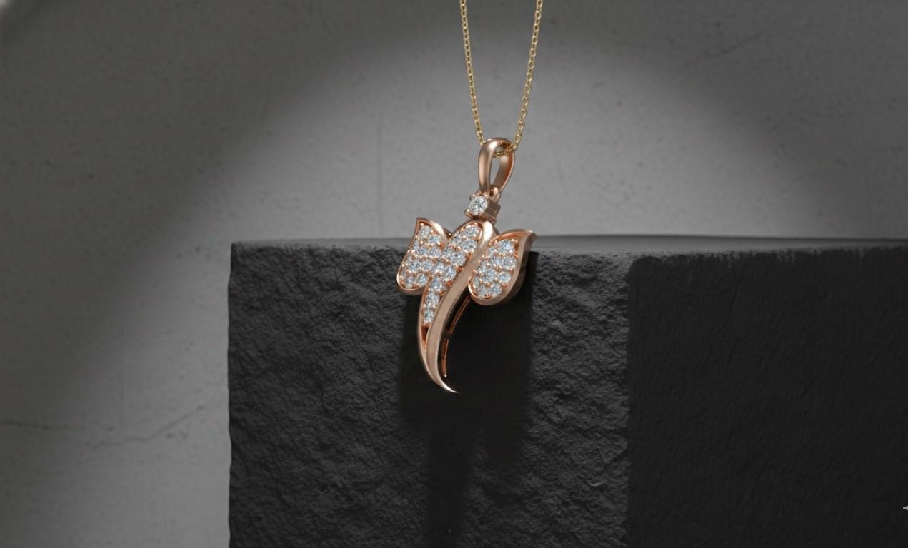 Moissanite Elephant Pendant Necklace | Hypoallergenic Lucky Charm | Gold, Rose Gold, Silver