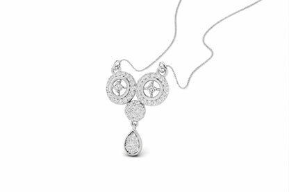 Riora Moissanite circle drop necklace with gold, rose, and silver pendant, minimalist bridal jewelry, dainty wedding gift.