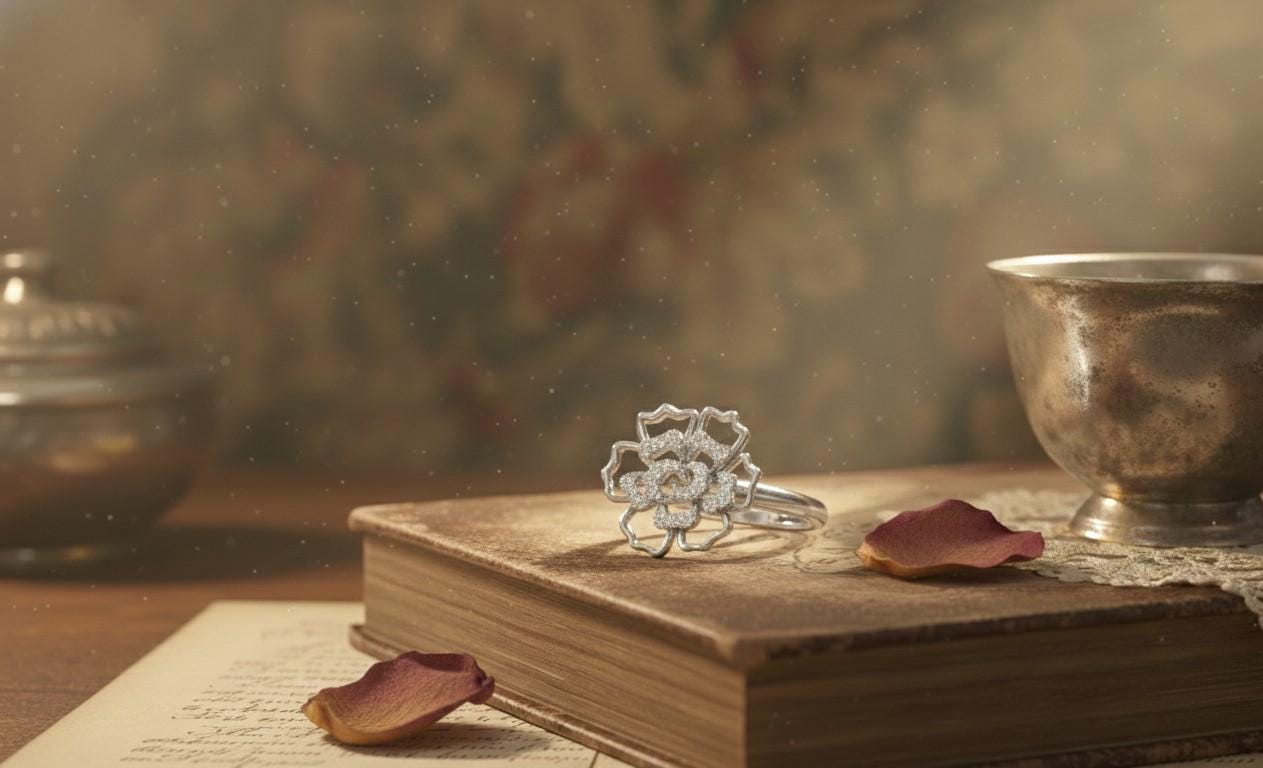 Moissanite Flower Ring | Floral Diamond Look Ring | Nickel-Free Hypoallergenic Statement Jewelry