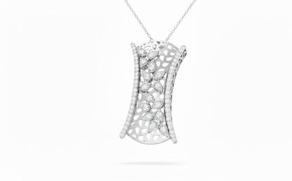 Riora moissanite leaf pendant necklace in gold, rose, and silver, showcasing a detailed leaf design on a delicate chain.
