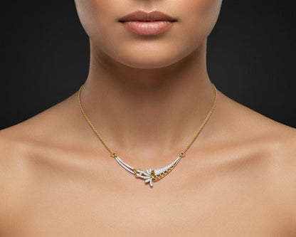 Moissanite Pendant Necklace, Elegant Curved Leaf Design, Gold Rose Gold Silver Gift for Her