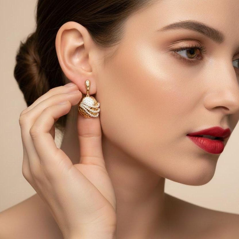 Moissanite Drop Earrings | Rose Gold Swirl, Nickel-Free
