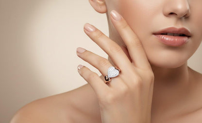 Pavé Heart Moissanite Ring for Women | Gold, Rose Gold & Silver | Sizes 5–11 | Romantic Love & Promise Gift