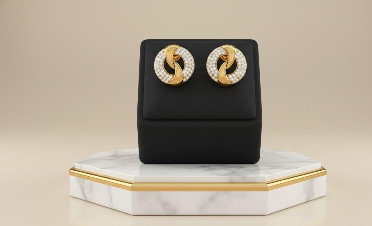 Moissanite Stud Earrings | Luxury Circle Knot | Gold, Rose Gold & Silver | Hypoallergenic Bridal Gift