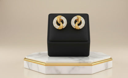 Moissanite Stud Earrings | Luxury Circle Knot | Gold, Rose Gold & Silver | Hypoallergenic Bridal Gift